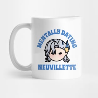 Genshin Impact mentally dating Neuvillette chibi typography | morcaworks Mug